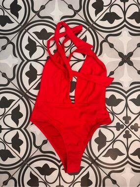 Red Kendall & Kylie Plunge One Piece